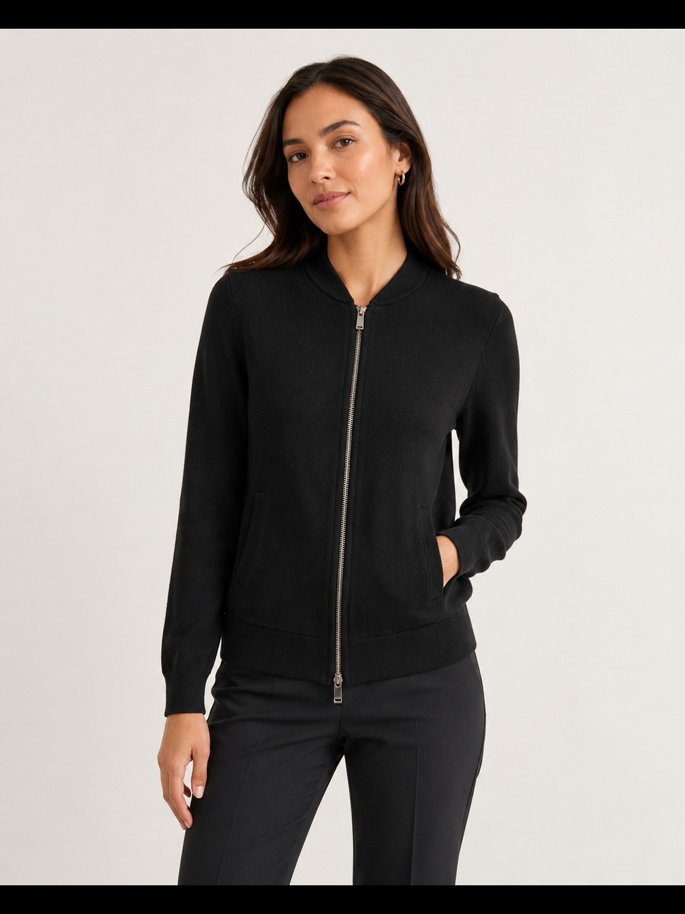 Elie Tahari Women’s Black Full Zip Cardigan Sweater Jacket Size S